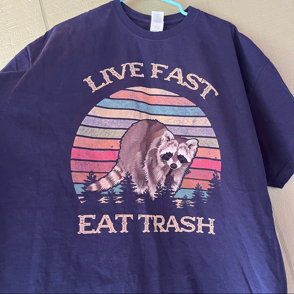 Live fast eat trash raccoon t shirt